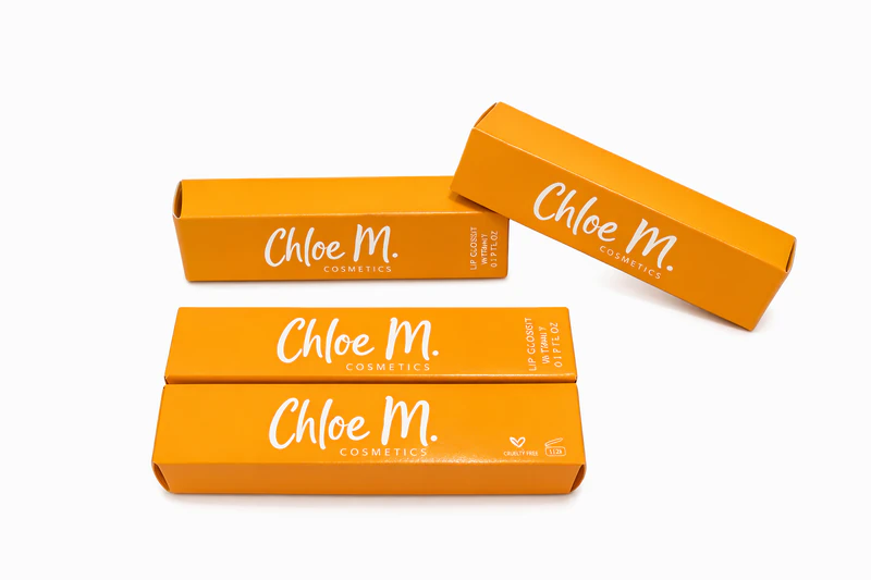 Custom lipstick packaging box orange design printed cosmetic retail packaging solution