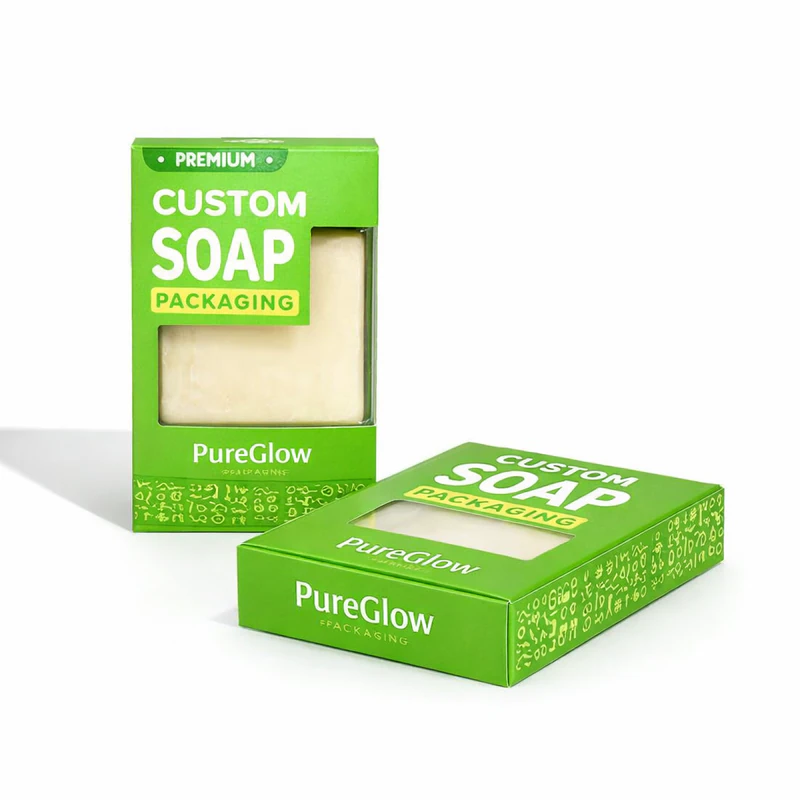 Custom soap window box packaging with die cut display eco friendly skincare packaging solution