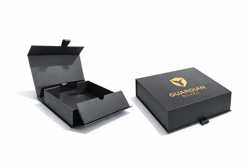 Luxury collapsible magnetic black packaging box with custom logo printing for premium product presentation, Collapsible Boxes