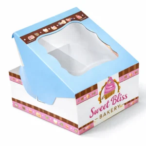 Custom bakery boxes with window for cake packaging and premium bakery product display