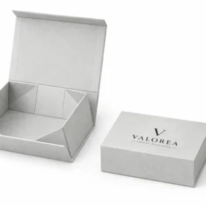 Elegant grey collapsible rigid box with magnetic closure for custom luxury packaging solutions