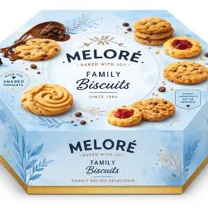 Custom cookie boxes in hexagon shape for biscuit packaging with premium printed design for retail display