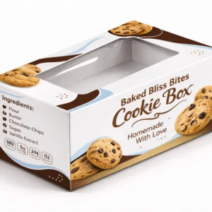 Custom die cut boxes with window for cookie packaging and bakery product display