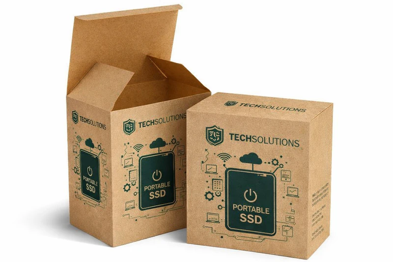 Custom die cut boxes made from kraft material for electronics packaging and eco friendly branding