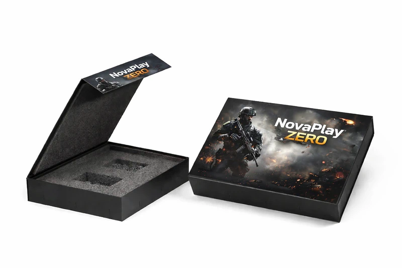 Custom rigid game box with magnetic lid and foam insert for secure gaming product packaging and protection, Custom Game Boxes