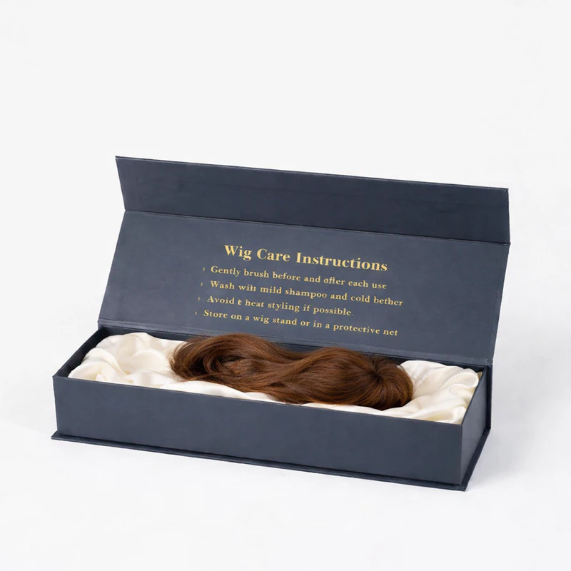 Custom magnetic closure hair extension box rigid packaging luxury beauty packaging with printed interior