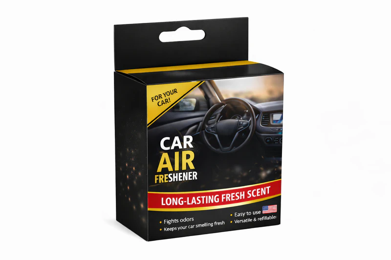 Custom hang tab car air freshener packaging box printed retail display carton for automotive products