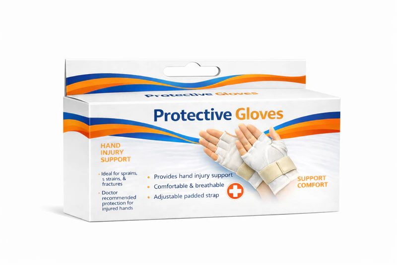 Custom hang tab protective gloves packaging box medical retail display carton with hanging tab design