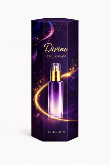 Custom printed hexagon rigid box with vibrant cosmetic artwork and tall structure for skincare packaging
