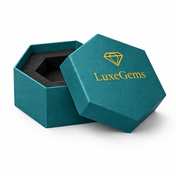 Teal custom hexagon rigid box with separate lid and base and black foam insert for premium product packaging