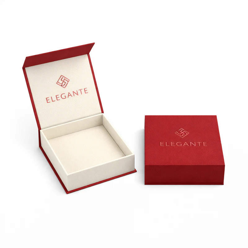 Red custom rigid jewelry box with premium interior for elegant gift packaging and high-end jewelry presentation, Custom Jewelry Boxes