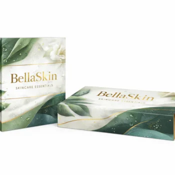 Custom packaging sleeve with skincare branding design for cosmetic product packaging and retail display