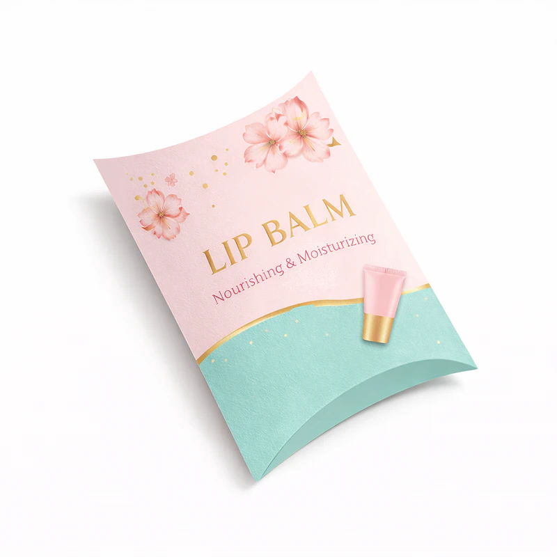 Custom pillow box for lip balm packaging cosmetic retail pillow packaging solution
