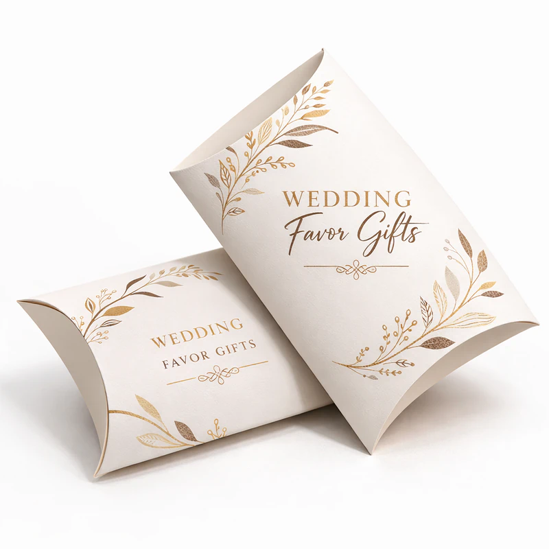 Custom pillow box for wedding favors elegant event gift packaging solution