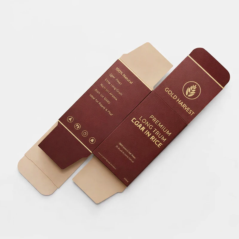 Custom reverse tuck end box for premium rice packaging printed food grade folding carton box