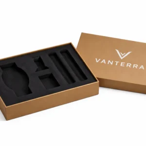 Luxury telescoping rigid box in brown with foam insert for secure and high-end product packaging solutions