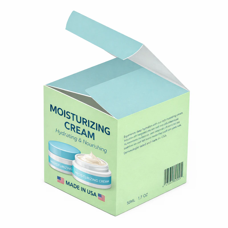 Custom tuck top box for skincare cream packaging hydrating cosmetic folding carton