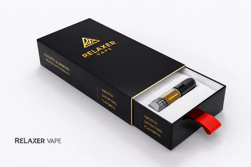 Relaxer vape packaging box with drawer slide design and premium printed branding, Drawer Style Vape Box