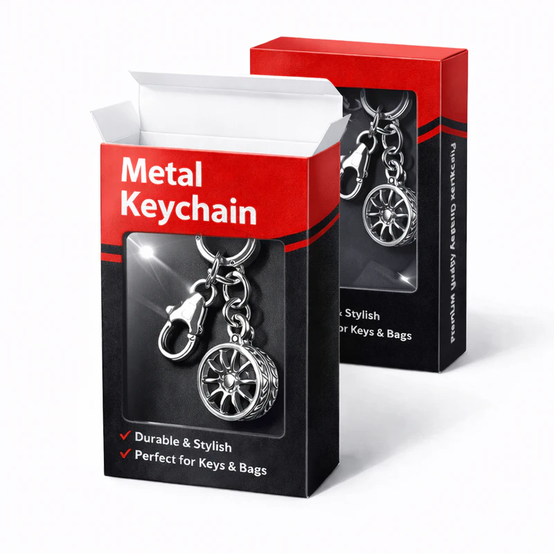 Custom window box for metal keychain packaging retail display hanging carton box