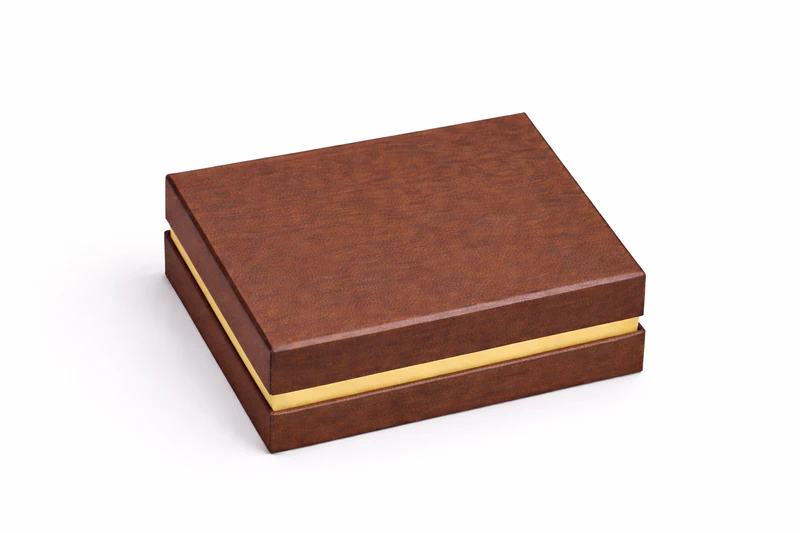 Wood texture shoulder neck rigid box with elegant finish for luxury gift packaging
