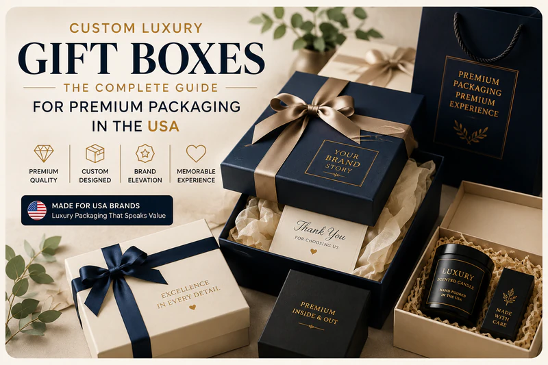 Custom luxury gift boxes for premium packaging and luxury brand presentation in the USA