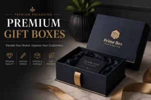 Luxury premium gift boxes with elegant custom packaging design by Prime Box Packaging