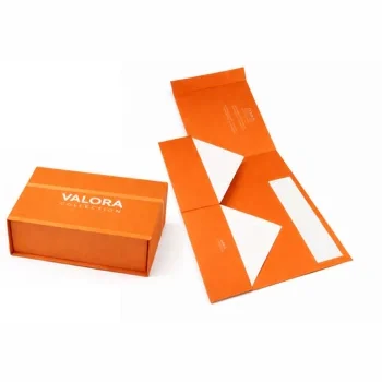 Custom orange collapsible packaging box with foldable rigid design for branded product packaging and shipping, Collapsible Boxes