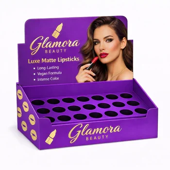Cosmetic lipstick display box packaging custom retail display carton with product slots