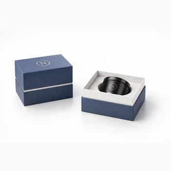 Blue rigid candle box with insert for premium candle jar packaging and product protection, Premium Candle Box