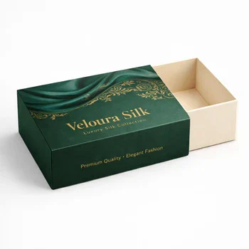 Custom cardboard drawer silk packaging box luxury fabric packaging sliding tray cardboard box