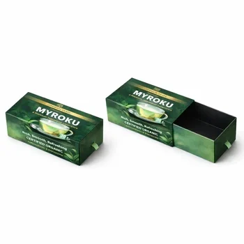 Custom cardboard drawer tea box packaging with sliding tray luxury tea packaging box design
