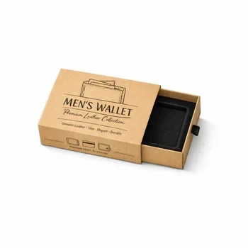 Custom cardboard drawer wallet box kraft packaging sliding drawer box for leather accessories