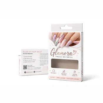 Custom die cut boxes for press on nails packaging with window display for cosmetic branding