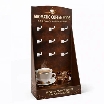 Coffee pods display box with custom printed design for retail counter presentation and product visibility, Coffee Display Box