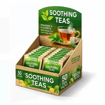 Tea bags display box with eco-friendly kraft design for retail shelf and counter presentation, Tea Display Box