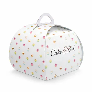 Custom gable cake box with handle bakery packaging for cupcakes desserts and takeaway food packaging