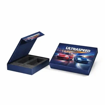 Custom printed game box with car racing theme and foam insert for premium game packaging and branding, Custom Game Boxes