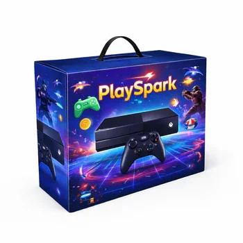 Premium custom gaming console box with handle and vibrant printed graphics for retail packaging and branding, Custom Game Boxes