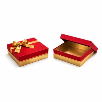 Luxury red and gold custom rigid gift box with premium finish for elegant gift packaging and special occasions, Custom Gift Boxes