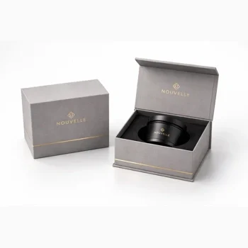 Grey magnetic rigid candle box with foam insert for single jar candle packaging and branding, Magnetic Candle Box