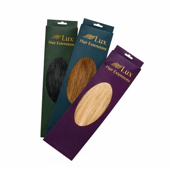 Premium Hair Extension Packaging Sleeves with Hanging Tab and Transparent Window