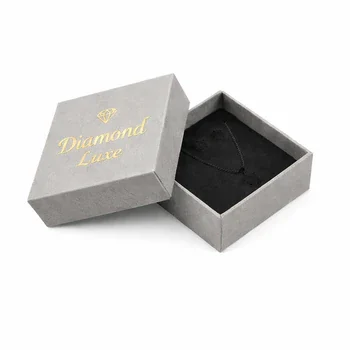 Elegant grey custom rigid jewelry box with soft insert for secure necklace packaging and premium display, Custom Jewelry Boxes