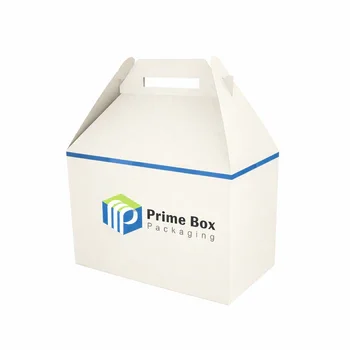 Custom kraft gable box with handle eco friendly takeaway packaging for food bakery and retail use