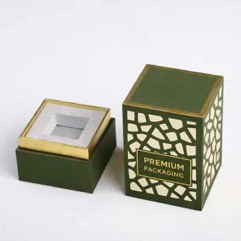Custom rigid perfume box packaging luxury cardboard box with premium green and gold design