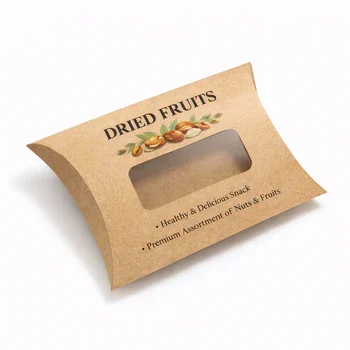 Custom pillow box with window for dried fruits packaging food grade pillow packaging solution