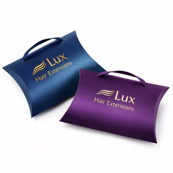 Custom pillow box with handle for hair extension packaging luxury retail pillow packaging solution