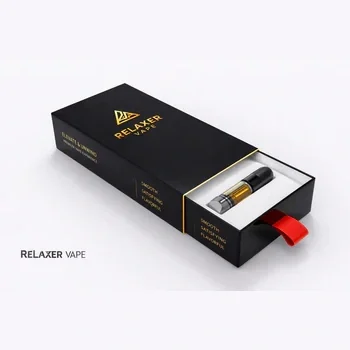 Custom rectangular drawer box for vape cartridge packaging with pull ribbon premium rigid packaging solution