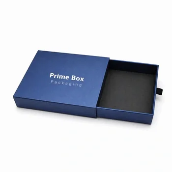 Blue custom rigid drawer style box with pull-out design for elegant product packaging and retail presentation, Custom Rigid Boxes