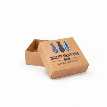 Eco-friendly kraft custom telescoping box for men tie packaging with printed design and durable structure, Custom Telescoping Boxes