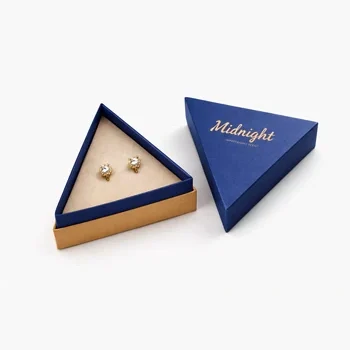 Unique triangle custom telescoping box for earring packaging with premium rigid structure and elegant design, Custom Telescoping Boxes